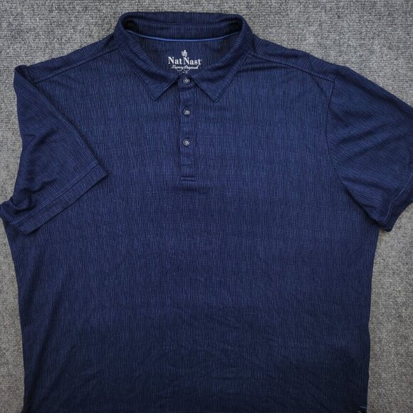 Nat Nast Luxury Originals Mens XL Blue Pattern Polo Rayon Blend Short Sleeve - Picture 16 of 16